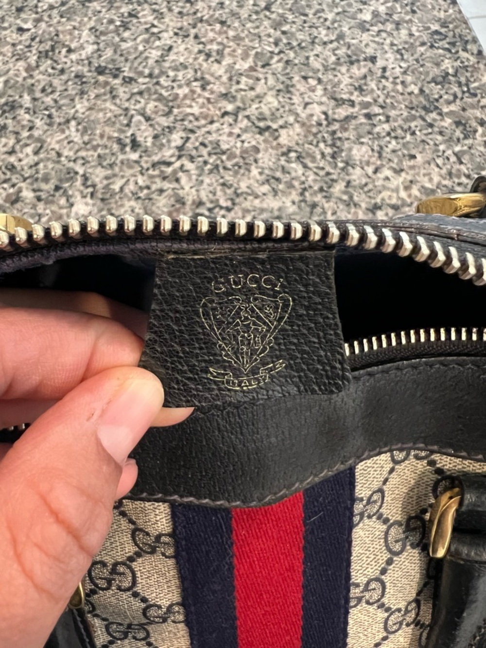 Vintage Gucci Boston/Gucci Web Boston / Sherry Line Boston in Navy - Picture 3 of 15